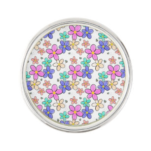 colorful rainbow bright flowers bumble bees floral lapel pin