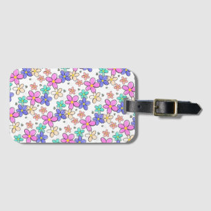 colorful rainbow bright flowers bumble bees floral luggage tag