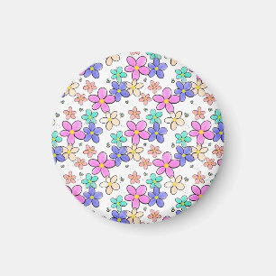 colorful rainbow bright flowers bumble bees floral magnet