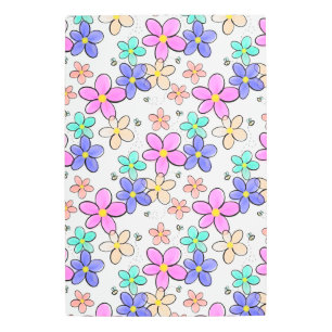 colorful rainbow bright flowers bumble bees floral metal print
