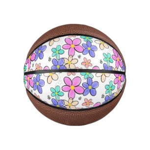 colorful rainbow bright flowers bumble bees floral mini basketball