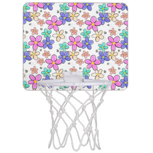 colorful rainbow bright flowers bumble bees floral mini basketball hoop