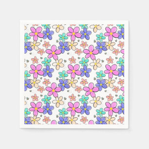 colorful rainbow bright flowers bumble bees floral napkins