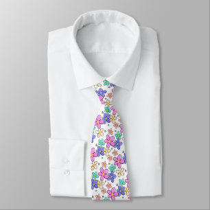 colorful rainbow bright flowers bumble bees floral neck tie