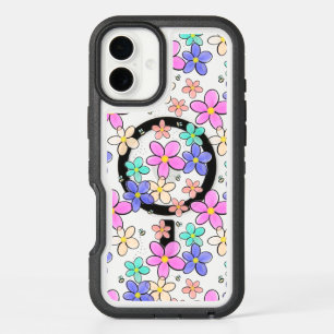colorful rainbow bright flowers bumble bees floral iPhone 16 plus case