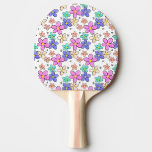 colorful rainbow bright flowers bumble bees floral ping pong paddle