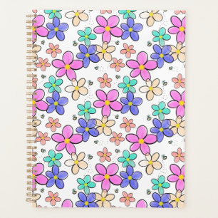 colorful rainbow bright flowers bumble bees floral planner