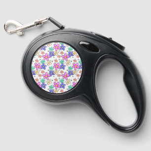 colorful rainbow bright flowers bumble bees floral retractable pet leash