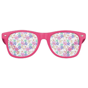 colorful rainbow bright flowers bumble bees floral retro sunglasses