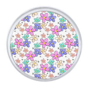 colorful rainbow bright flowers bumble bees floral silver finish lapel pin