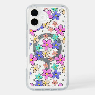 colorful rainbow bright flowers bumble bees floral iPhone 16 plus case