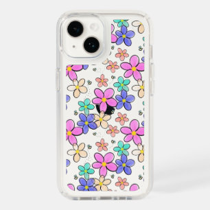 colorful rainbow bright flowers bumble bees floral speck iPhone 14 case