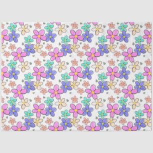 colorful rainbow bright flowers bumble bees floral tissue paper