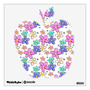 colorful rainbow bright flowers bumble bees floral wall decal