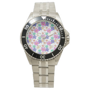 colorful rainbow bright flowers bumble bees floral watch