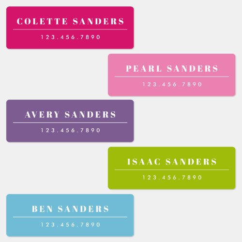 Colorful Rainbow Bright Waterproof Name Labels