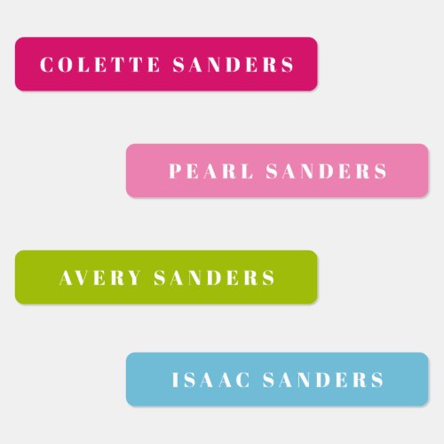 Colorful Rainbow Bright Waterproof Name Labels