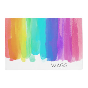 Colorful Rainbow Brushstrokes Art Colorful Fun Pet Placemat