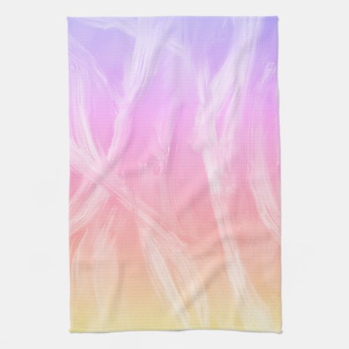 Colorful Rainbow Brushstrokes Pink Abstract Art Kitchen Towel