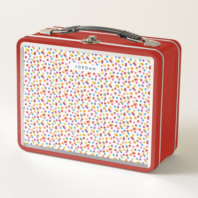 Colorful Rainbow Bubble Gum Gumball Personalized Metal Lunch Box (Front)
