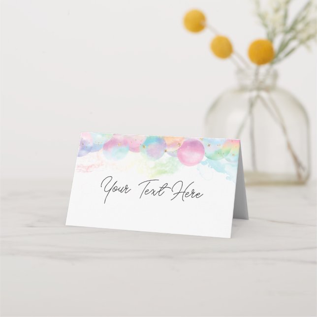 Colorful Rainbow Bubble  Place Card (Front)