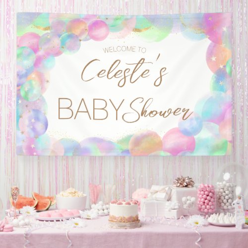 Colorful Rainbow Bubbles Baby Shower Welcome Banner
