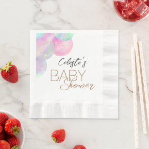 Colorful Rainbow Bubbles White Baby Shower Napkins