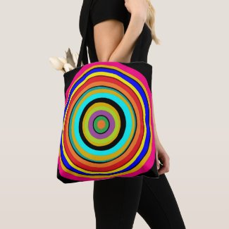 Rainbow Bulls Eye Print Fun Tote Bag