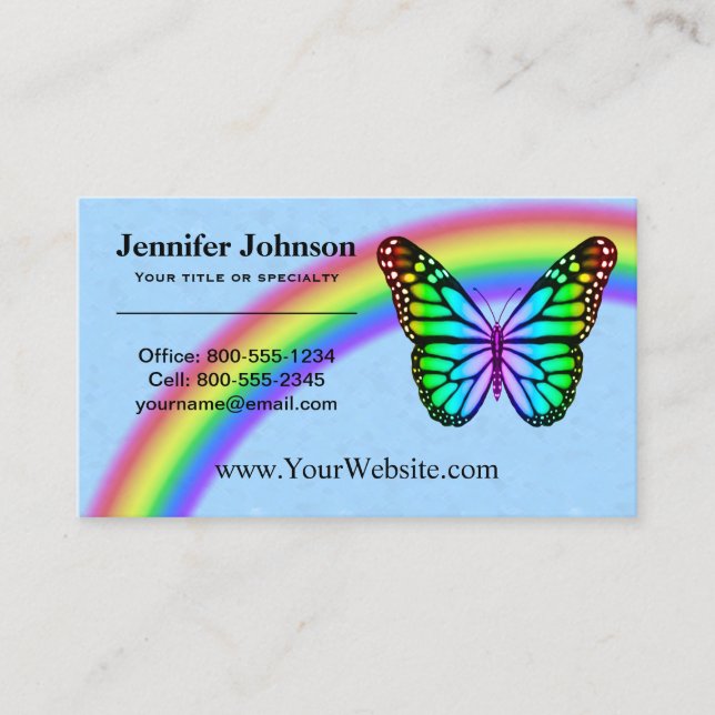 Colorful Rainbow Butterflies Business Card (Front)