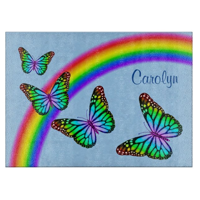Colorful Rainbow Butterflies Cutting Board (Front)
