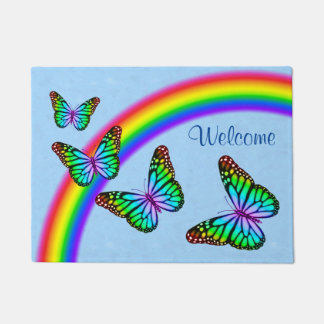 Colorful Rainbow Butterflies Doormat