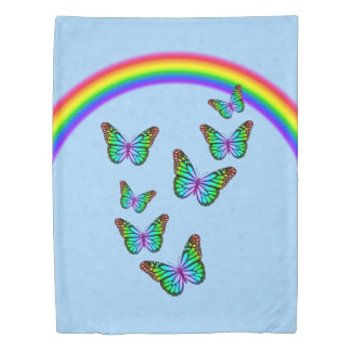 Colorful Rainbow Butterflies Duvet Cover