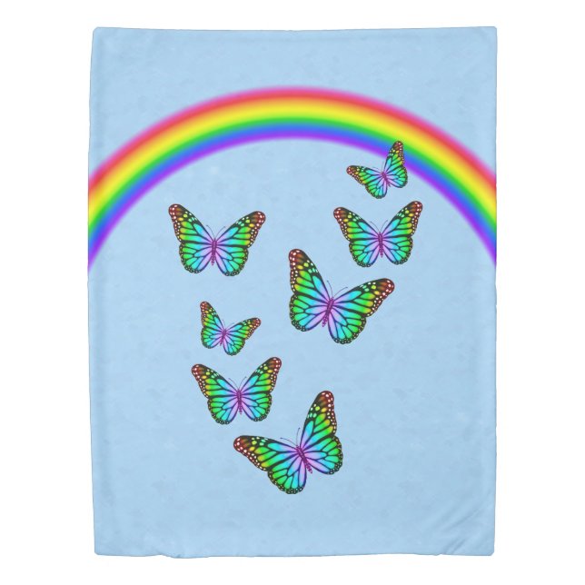 Colorful Rainbow Butterflies Duvet Cover (Front)