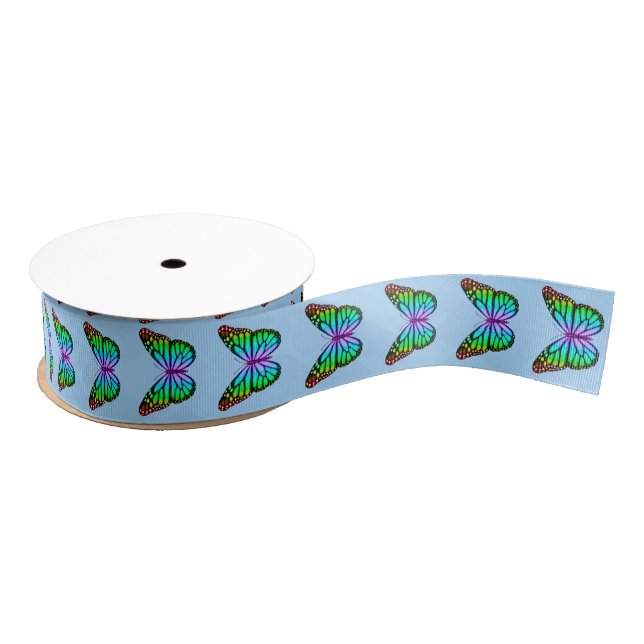 Colorful Rainbow Butterflies Grosgrain Ribbon (Spool)