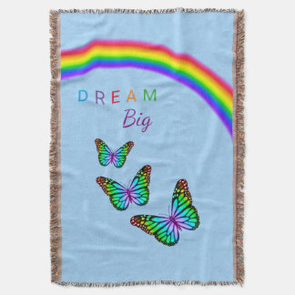 Colorful Rainbow Butterflies Throw Blanket