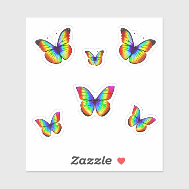 Colorful Rainbow Butterfly Decals for cars (Sheet)