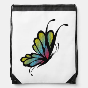 Colorful Rainbow Butterfly Drawstring Bag