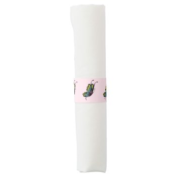 Colorful Rainbow Butterfly Pink Napkin Band
