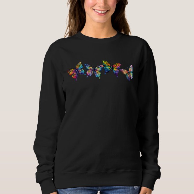 Colorful rainbow butterfly women Monarch butterfly Sweatshirt (Front)
