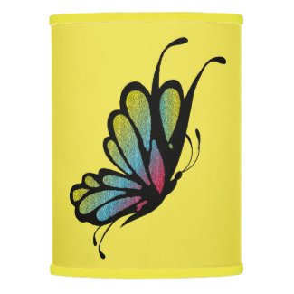 Colorful Rainbow Butterfly Yellow Lamp Shade
