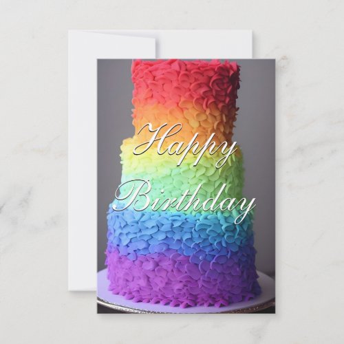  Colorful Rainbow Cake Birthday Card