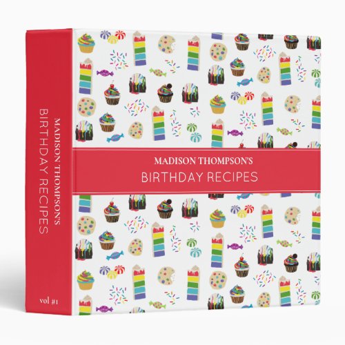 Colorful Rainbow Cake Desserts Recipe Cookbook 3 Ring Binder