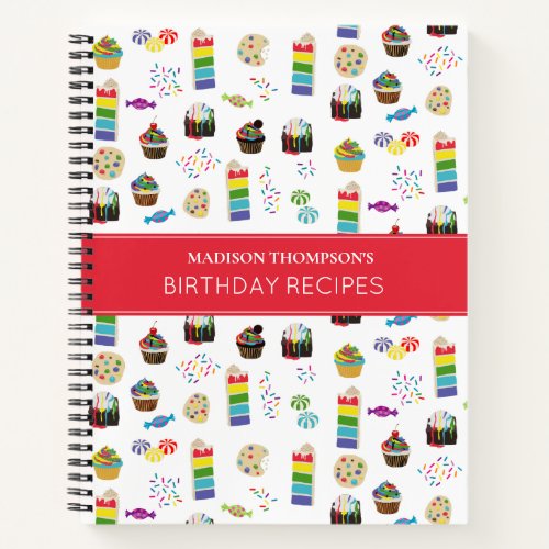 Colorful Rainbow Cake Desserts Recipe Cookbook Notebook