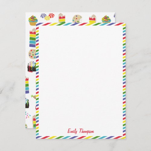 Colorful Rainbow Cake Desserts  Sprinkles Kids Note Card