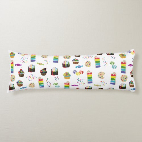 Colorful Rainbow Cake Desserts  Sprinkles Pattern Body Pillow