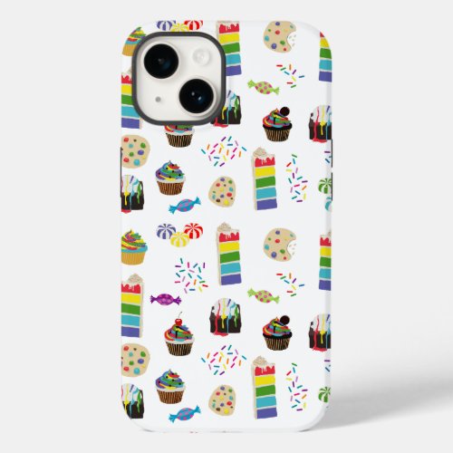 Colorful Rainbow Cake Desserts  Sprinkles Pattern Case_Mate iPhone 14 Case