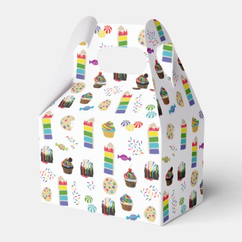 Colorful Rainbow Cake Desserts  Sprinkles Pattern Favor Boxes