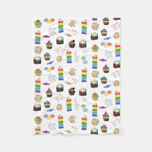 Colorful Rainbow Cake Desserts  Sprinkles Pattern Fleece Blanket