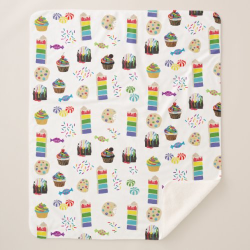 Colorful Rainbow Cake Desserts  Sprinkles Pattern Sherpa Blanket