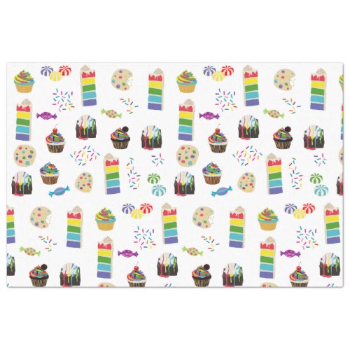 Colorful Rainbow Cake Desserts  Sprinkles Pattern Tissue Paper